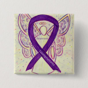 Leiomyosarcoma Purple Awarness Ribbon Angel Pin