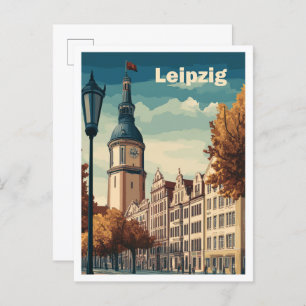 Leipzig Germany Art Vintage Travel Illustration Postcard