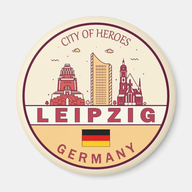 Leipzig Germany City Skyline Emblem Magnet (Front)