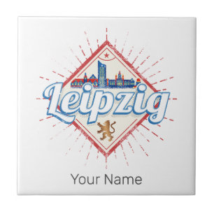 Leipzig Germany Saxony Retro Skyline Vintage Tile