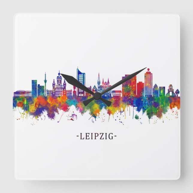 Leipzig Germany Skyline Square Wall Clock (Front)