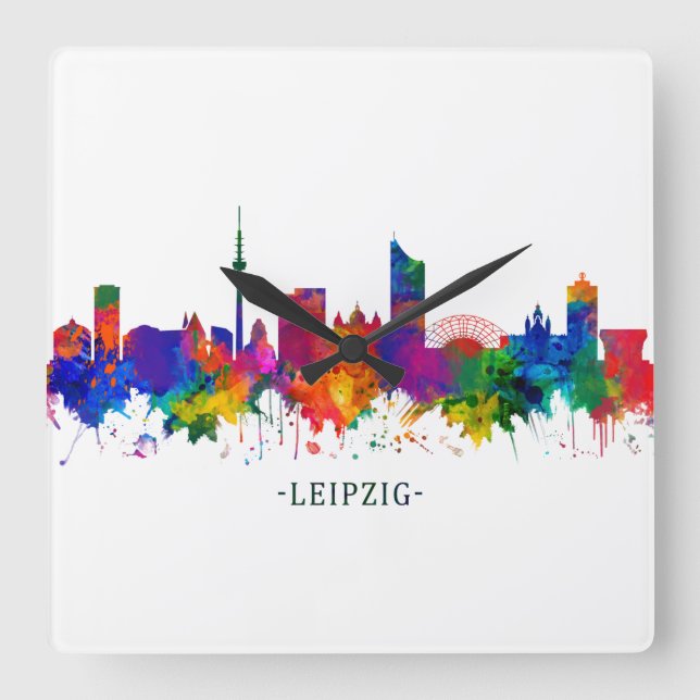 Leipzig Germany Skyline Square Wall Clock (Front)
