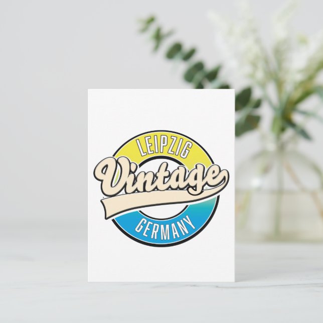 Leipzig vintage style logo. postcard (Standing Front)