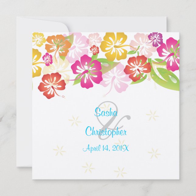 Leis/Luau/hibiscus Wedding Invitations (Front)