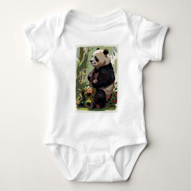 Leisure Bear - Panda Bear Baby Bodysuit (Front)