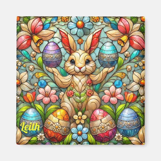 LEITH ~ Easter Bunny and Eggs ~  Magnet (Front)
