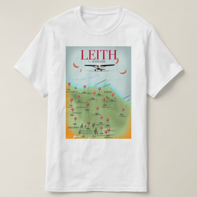 Leith Scotland vintage style map T-Shirt (Design Front)