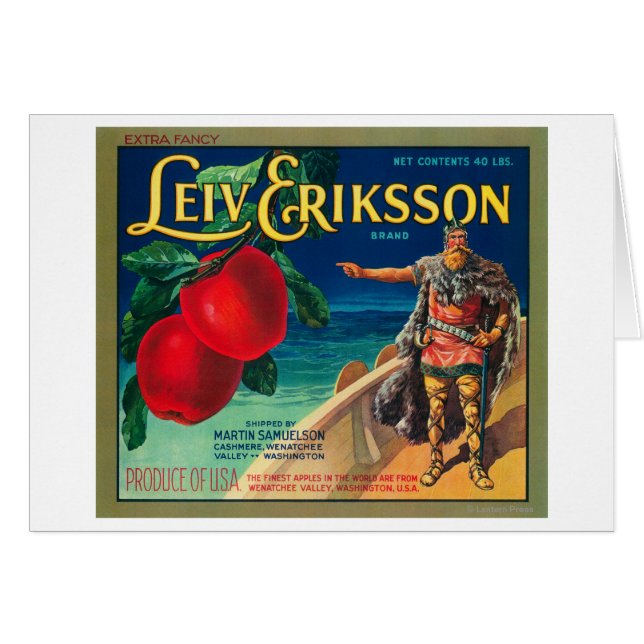 Leiv Eriksson Apple Label - Cashmere, WA (Front Horizontal)