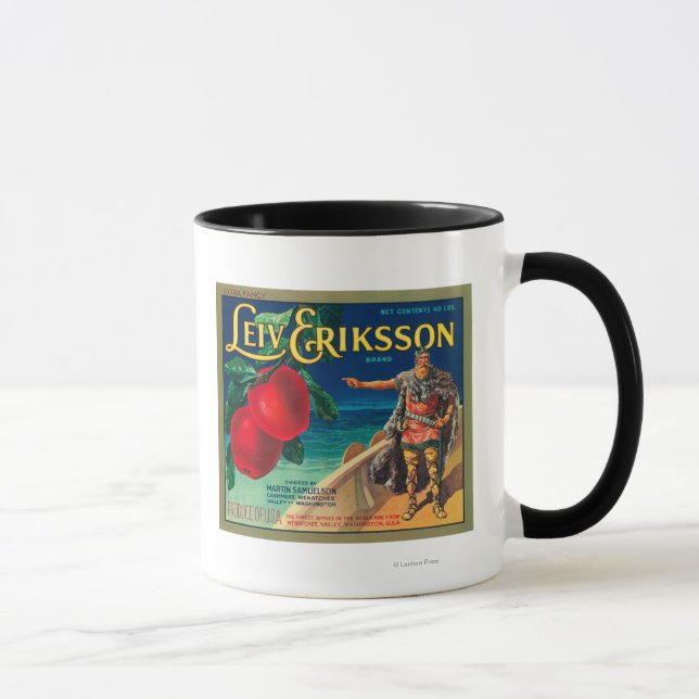 Leiv Eriksson Apple Label - Cashmere, WA Mug (Right)