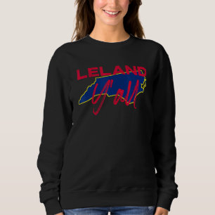 Leland North Carolina Yall Nc Pride State Map Cute Sweatshirt