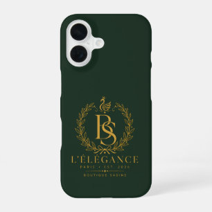 L'Élégance Gold Heritage Laurel Monogram Forest Gr iPhone 16 Case