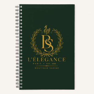 L'Élégance Gold Heritage Laurel Monogram Hardcover Notebook
