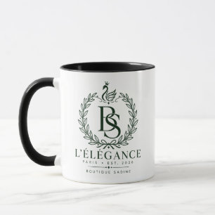 L'Élégance Green Heritage Laurel Monogram Two-Tone Mug