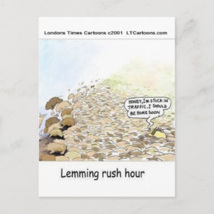 Lemmings Rush Hour Funny Postcard