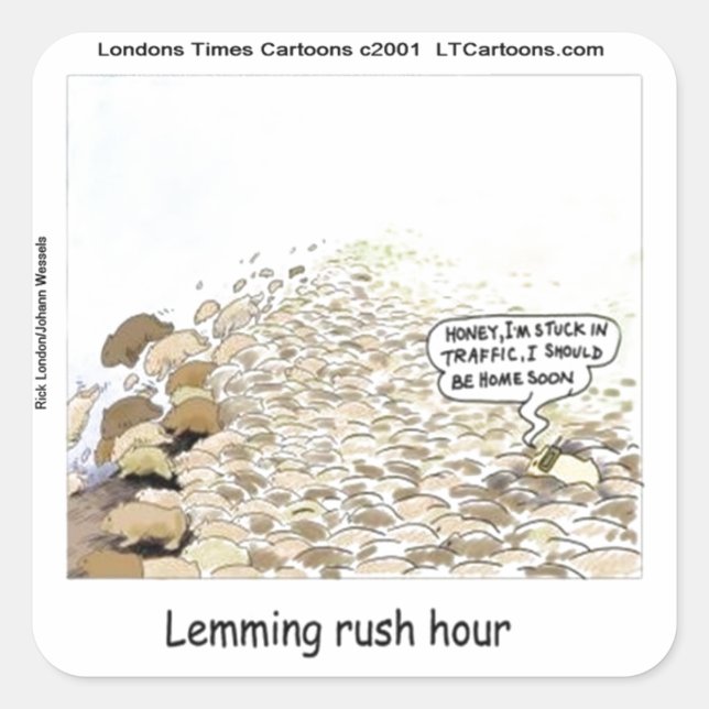 Lemmings Rush Hour Funny Square Sticker (Front)