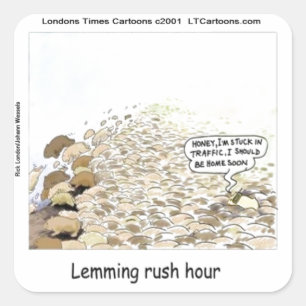 Lemmings Rush Hour Funny Square Sticker