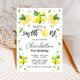Lemon 1st birthday invitation