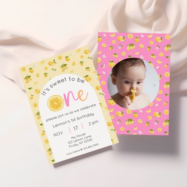 Lemon 1st Birthday Photo Invitation (Creator Uploaded)