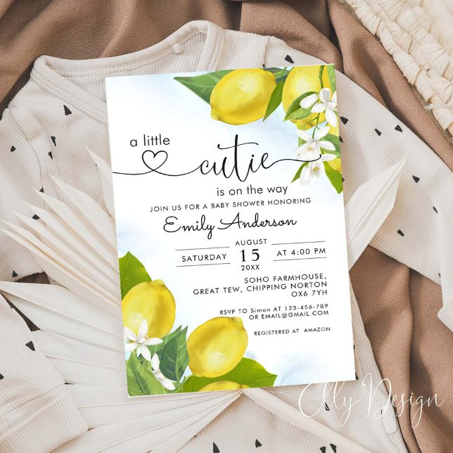 Lemon A Little Cutie Is On The Way Baby Shower Invitation (Creator Uploaded)