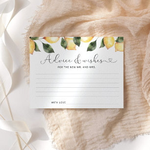 Lemon advice and wishes bridal shower card