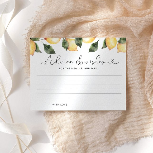 Lemon advice and wishes bridal shower card (Creator Uploaded)