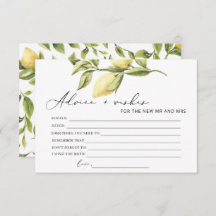 Lemon Advice and Wishes Bridal Shower Game Card
