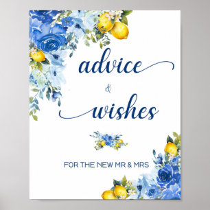 Lemon Advice & Wishes Bridal Shower Table Sign