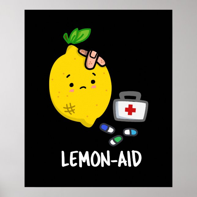 Lemon-aid Funny First Aid Lemon Pun Dark BG Poster (Front)