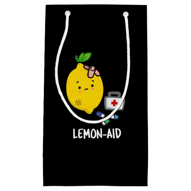 Lemon-aid Funny First Aid Lemon Pun Dark BG Small Gift Bag (Front)