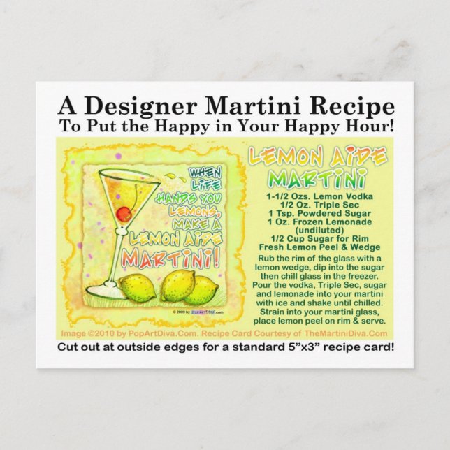 Lemon Aide Martini Recipe Postcard (Front)