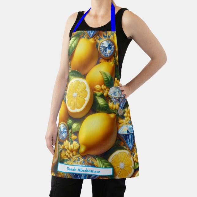 Lemon Amalfi Coast Diamonds Apron (Insitu)