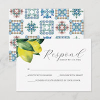 Lemon Amalfi Tile Bridal Shower RSVP Card