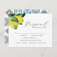 Lemon Amalfi Tile RSVP Cards with Meal Choice 