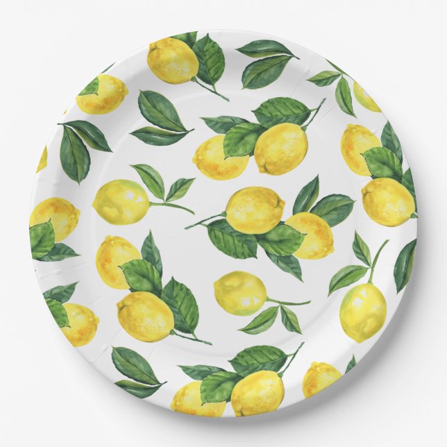 Lemon Amalfi Wedding | Outdoor Italian Citrus Paper Plate (Front)