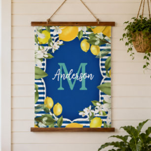 Lemon and Blue Spring Hanging Tapestry