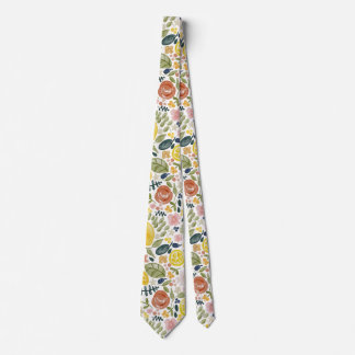 Lemon and floral botanical tie