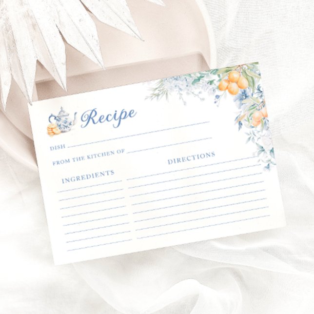 Lemon and Floral Bridal Shower Recipe Card (Creator Uploaded)
