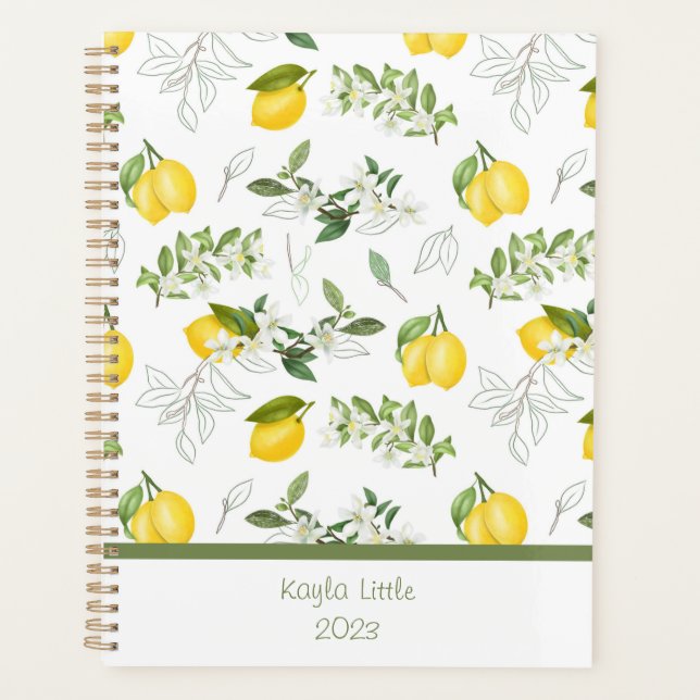 Lemon and Flower Custom Planner (Front)