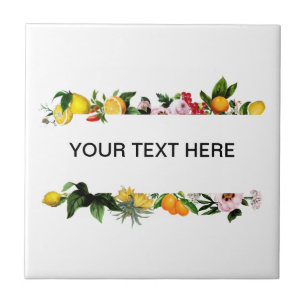 Lemon and fruit frame custom text  tile