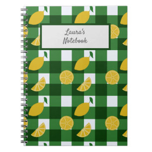 Lemon and green gingham notebook