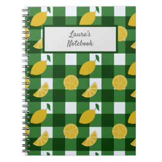 Lemon and green gingham  notebook