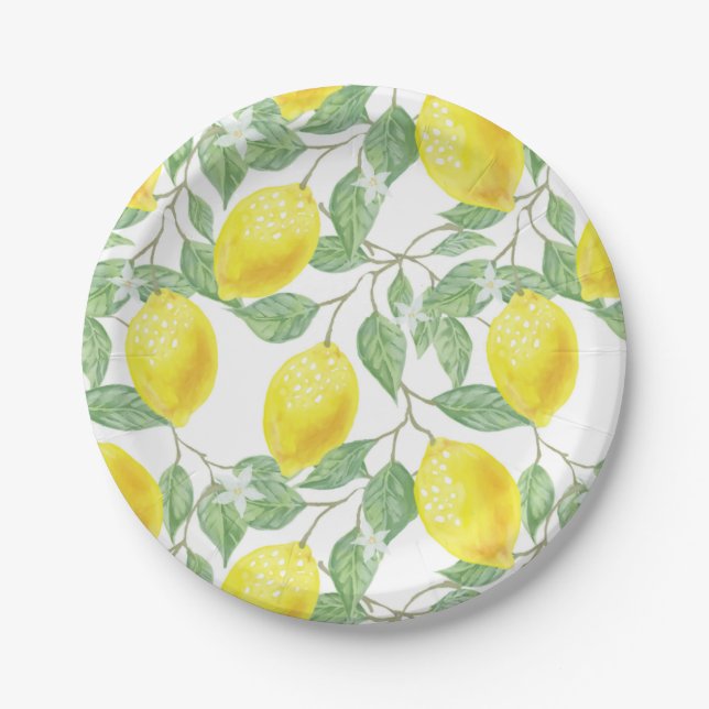 Lemon and Leaf Main Squeeze Bridal Shower Paper Plate (Front)