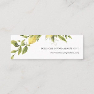 Lemon and leaves Green Wedding Website Mini Business Card