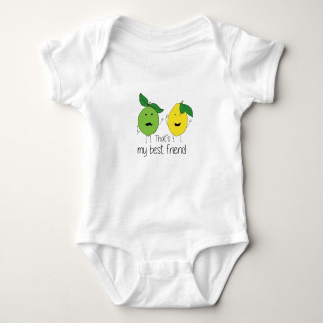 Lemon and Lime Best Friends BFF Lemon Art Besties Baby Bodysuit (Front)