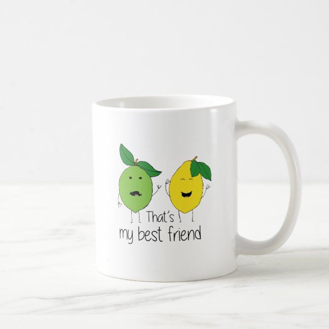 Lemon and Lime Best Friends BFF Lemon Art Besties Coffee Mug (Right)