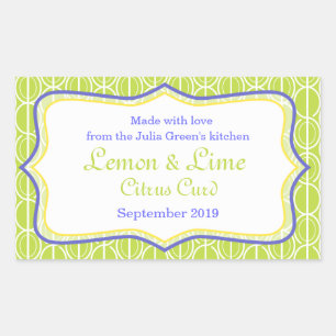 Lemon and lime jam green food label sticker