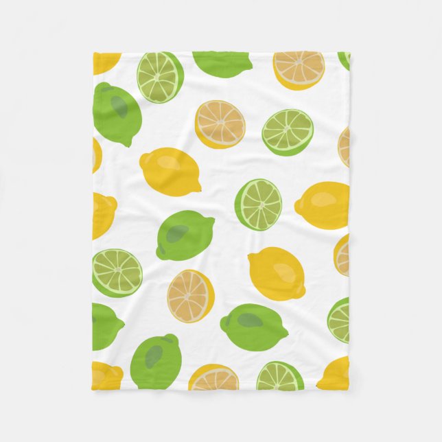 Lemon and Lime Pattern Fleece Blanket (Front)