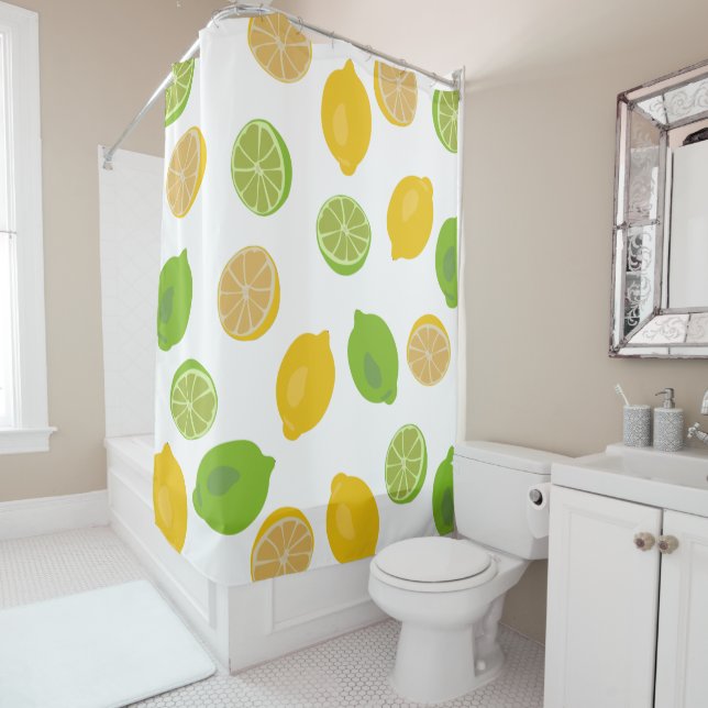 Lemon and Lime Pattern Shower Curtain (In Situ)