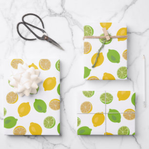 Lemon and Lime Pattern Wrapping Paper Sheet