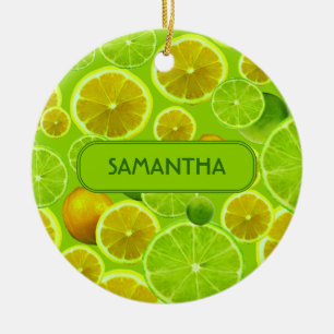 LEMON AND LIME PERSONALIZE .. CERAMIC TREE DECORATION